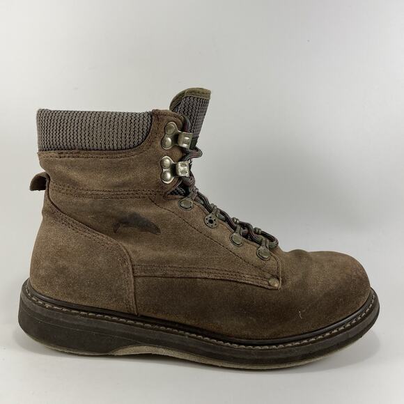 Simms Freestone Wading Boots Mens Size 7 Brown Leather Felt Bottom Fly Fishing - Picture 1 of 11
